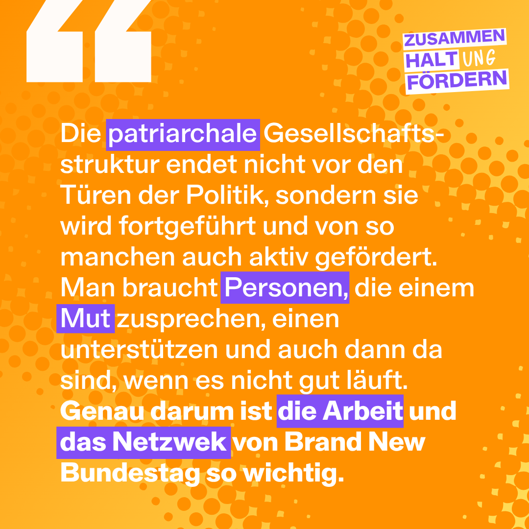 Vorstellung unserer Alumna Donata, die 2025 in den Bundestag eingezogen ist, im Rahmen unserer Crowdfunding Kampagne #ZusammenHaltung fördern!